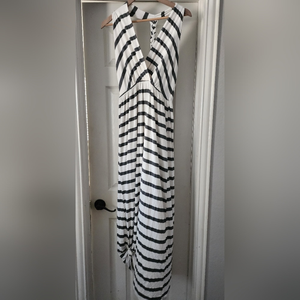 Striped Black and White Maxi Dress